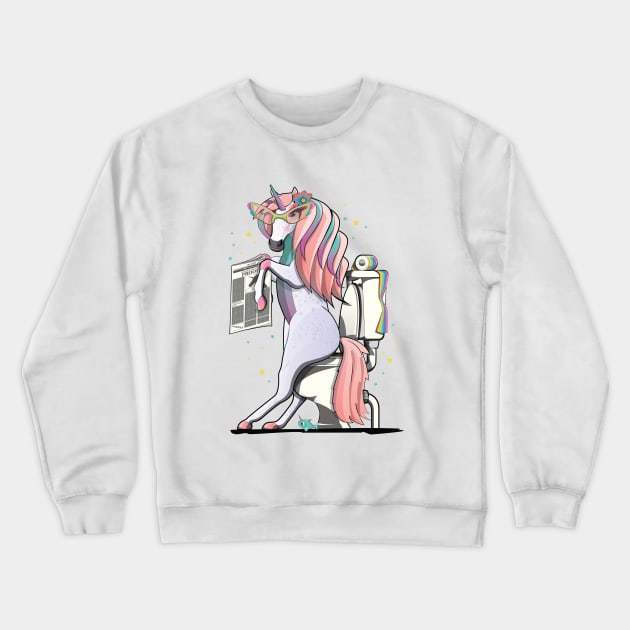 Unicorn on the Toilet Crewneck Sweatshirt by InTheWashroom